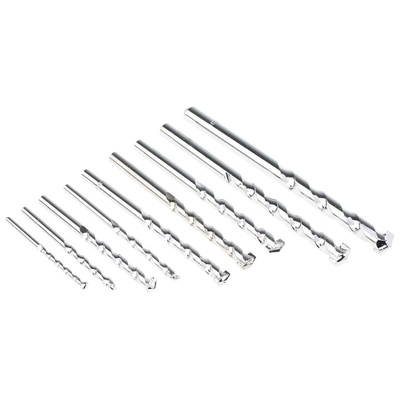 RS PRO 9-Piece Twist Drill Bit Set for Masonry, 12mm Max, 4mm Min, Tungsten Carbide Tipped Bits
