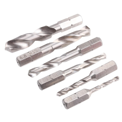 RS PRO 6-Piece Twist Drill Bit Set for Metal, 10mm Max, 3mm Min, HSS Bits