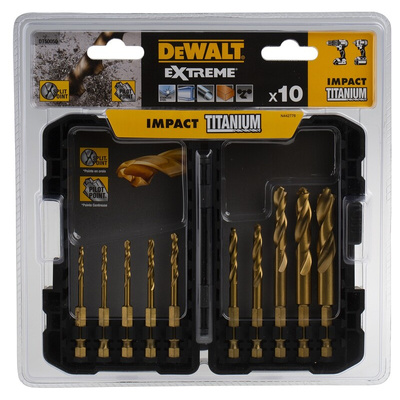 DeWALT 10-Piece Twist Drill Bit Set for Multi-Material, 12mm Max, 3mm Min, Titanium Bits