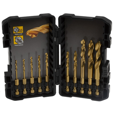 DeWALT 10-Piece Twist Drill Bit Set for Multi-Material, 12mm Max, 3mm Min, Titanium Bits