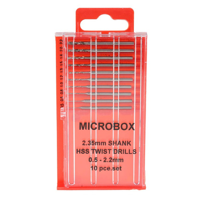 RS PRO 10-Piece Twist Drill Bit Set for Multi-Material, 2.2mm Max, 0.5mm Min, HSS Bits