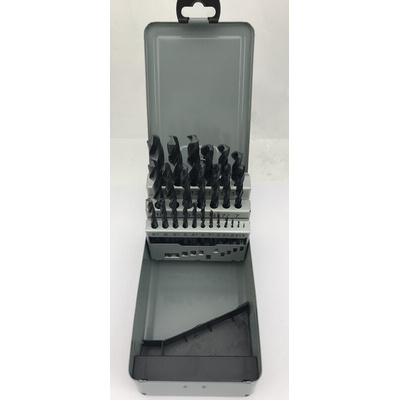 RS PRO 25-Piece Twist Drill Bit Set for Multi-Material, 13mm Max, 1mm Min, High Speed Steel Bits