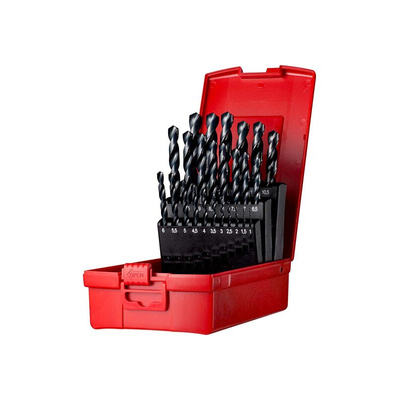 Dormer 25-Piece Twist Drill Bit Set for Multi-Material, 13mm Max, 1mm Min, HSS Bits
