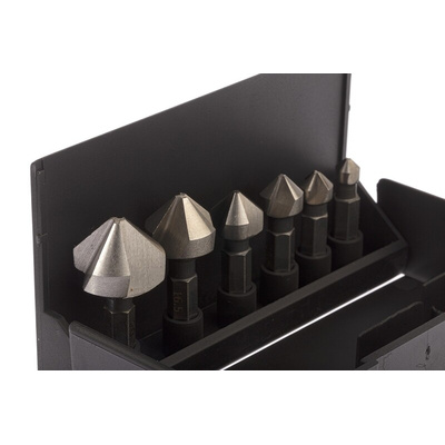 RS PRO Countersink Drill Bit Set, 6.3 mm, 8.3 mm, 10.4 mm, 12.4 mm, 16.5 mm, 20.5 mm Head, 6 Piece(s)