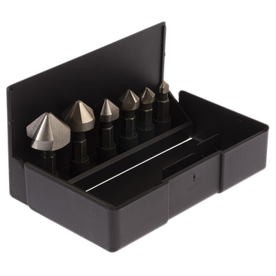 RS PRO Countersink Drill Bit Set, 6.3 mm, 8.3 mm, 10.4 mm, 12.4 mm, 16.5 mm, 20.5 mm Head, 6 Piece(s)