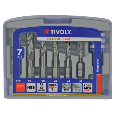 Tivoly 7-Piece for Metal, 10mm Max, 3mm Min, HSS Bits