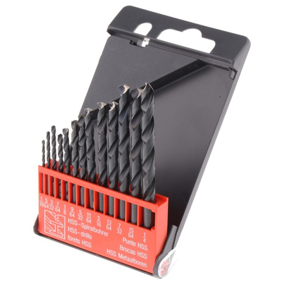 RS PRO 13-Piece Twist Drill Bit Set for Metal, 1/4in Max, 1/16in Min, HSS Bits