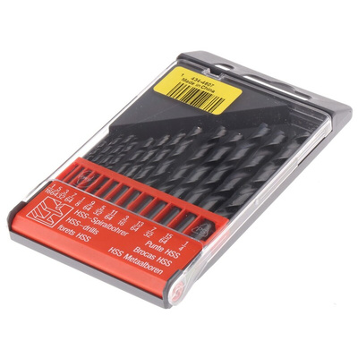 RS PRO 13-Piece Twist Drill Bit Set for Metal, 1/4in Max, 1/16in Min, HSS Bits