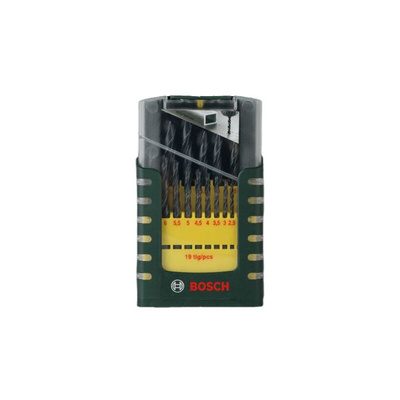 Bosch 19-Piece Twist Drill Bit Set for Metal, 10mm Max, 1mm Min, HSS-R Bits