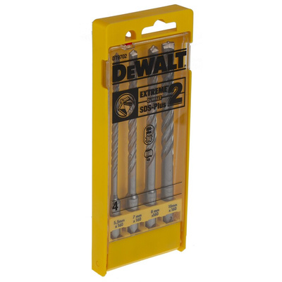 DeWALT 4-Piece SDS Plus Drill Bit Set for Masonry, 10mm Max, 5.5mm Min, Steel Bits