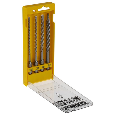 DeWALT 4-Piece SDS Plus Drill Bit Set for Masonry, 10mm Max, 5.5mm Min, Steel Bits