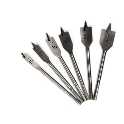 RS PRO 6-Piece Flat Wood Drill Bit Set for Wood, 25mm Max, 10mm Min