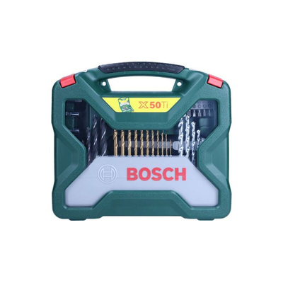 Bosch 50-Piece Masonry Drill Bit, Metal Drill Bit, Wood Drill Bit Set for Multi-Material, 22mm Max, 1.5mm Min, HSS Bits
