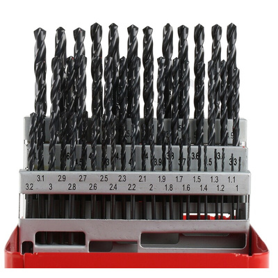 RS PRO 51-Piece Twist Drill Bit Set for Metal, 6mm Max, 1mm Min, HSS Bits