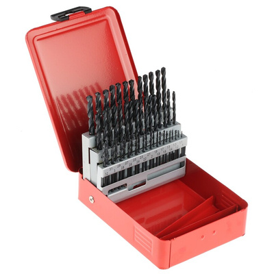 RS PRO 51-Piece Twist Drill Bit Set for Metal, 6mm Max, 1mm Min, HSS Bits