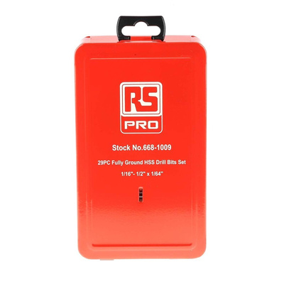 RS PRO 29-Piece Twist Drill Bit Set for Metal, 1/2in Max, 1/16in Min, HSS-G Bits