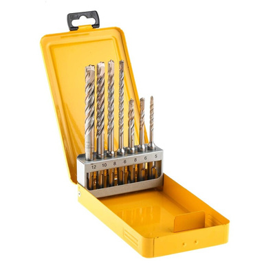 DeWALT 7-Piece SDS Plus Drill Bit Set for Masonry, 12mm Max, 5mm Min, Tungsten Carbide Tipped Bits