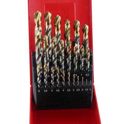Dormer 25-Piece Twist Drill Bit Set for Multi-Material, 13mm Max, 1mm Min, HSS-TiN Bits
