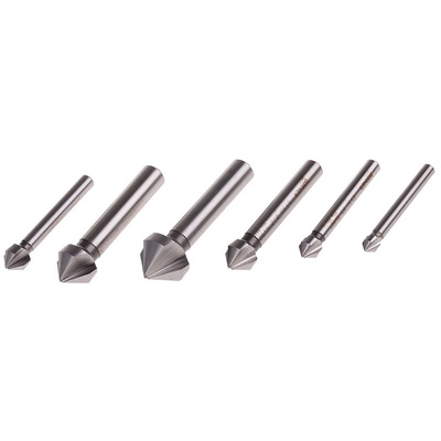 Dormer HSS Countersink Drill Bit Set, 6.3 - 20.5mm Head, 3 Flute(s), 90°, 6 Piece(s)
