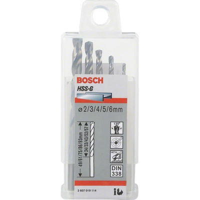 Bosch 25-Piece Twist Drill Bit Set for Metal, 13mm Max, 1mm Min, HSS-G Bits
