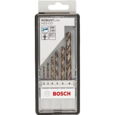 Bosch 25-Piece Twist Drill Bit Set for Metal, 13mm Max, 1mm Min, HSS-Co Bits
