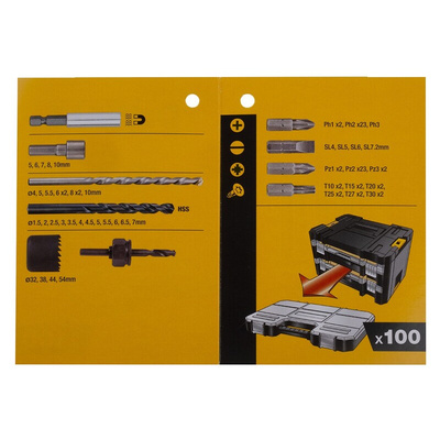 DeWALT 100-Piece Twist Drill Bit Set for Multi-Material, 10mm Max, 1.5 Min, HSS Bits