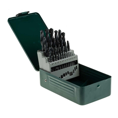 Bosch 25-Piece Twist Drill Bit Set for Metal, 13mm Max, 1mm Min, HSS-R Bits