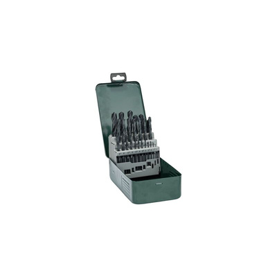 Bosch 25-Piece Twist Drill Bit Set for Metal, 13mm Max, 1mm Min, HSS-R Bits