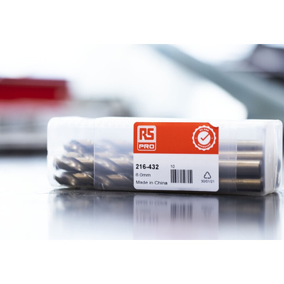 RS PRO HSCo Twist Drill Bit, 8mm Diameter, 117 mm Overall