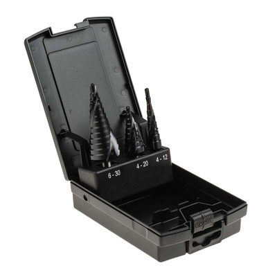 EXACT 3-Piece Step Drill Bit Set for Metal, 30mm Max, 4mm Min, HSS Bits