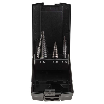 EXACT 3-Piece Step Drill Bit Set for Metal, 30mm Max, 4mm Min, HSS Bits