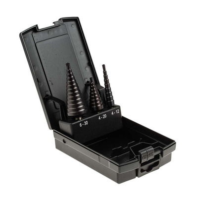 EXACT 3-Piece Step Drill Bit Set for Metal, 30mm Max, 4mm Min, HSS Bits