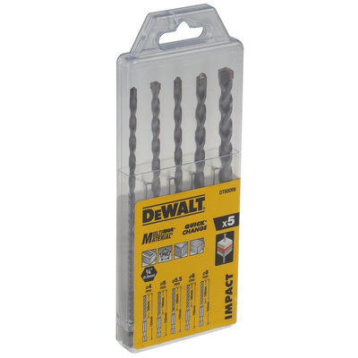 DT60099 QZ DeWALT 5 Piece Twist Drill Bit Set for Masonry Multi Material 8mm Max 4mm Min Carbide Bits