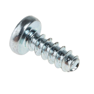 RS PRO Bright Zinc Plated Steel Pan Head Self Tapping Screw, N°6 x 9mm Long