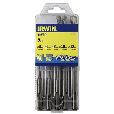 Irwin 5-Piece SDS Drill Bit Set for Masonry, 12mm Max, 5mm Min, Tungsten Carbide Tipped Bits