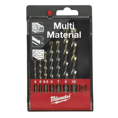 Milwaukee 7-Piece Twist Drill Bit Set for Multi-Material, 10mm Max, 4mm Min