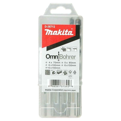 Makita 5-Piece Twist Drill Bit Set for Multi-Material, 12mm Max, 5mm Min, Tungsten Carbide Tipped Bits