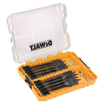 DeWALT 9-Piece Flat Wood Drill Bit Set for Wood, 32mm Max, 12mm Min, High Speed Steel Bits