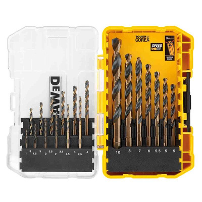 DeWALT 19-Piece Twist Drill Bit Set for Multi-Material, 10mm Max, 1mm Min, HSS-G Bits