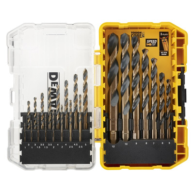 DeWALT 23-Piece Twist Drill Bit Set for Multi-Material, 12mm Max, 1mm Min, HSS-G Bits