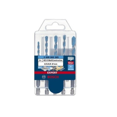 Bosch 5-Piece Twist Drill Bit Set for Multi-Material, 8mm Max, 5.5mm Min, Carbide Tipped Bits
