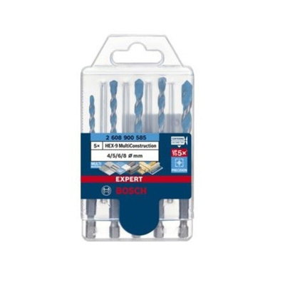 Bosch 5-Piece Tile Drill Bit Set for Masonry, 10mm Max, 4mm Min, Carbide Tipped Bits