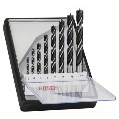 Bosch 8-Piece Wood Auger Drill Bit Set for Wood, 10mm Max, 3mm Min, Wood Bits