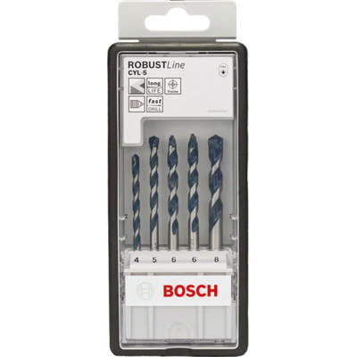 Bosch 7-Piece Masonry Drill Bit Set for Multi-Material, 10mm Max, 4mm Min, Tungsten Carbide Tipped Bits