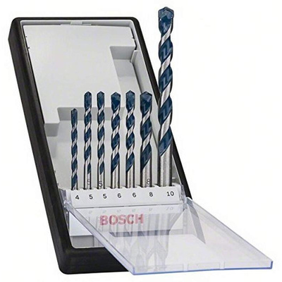 Bosch 7-Piece Masonry Drill Bit Set for Multi-Material, 10mm Max, 4mm Min, Tungsten Carbide Tipped Bits