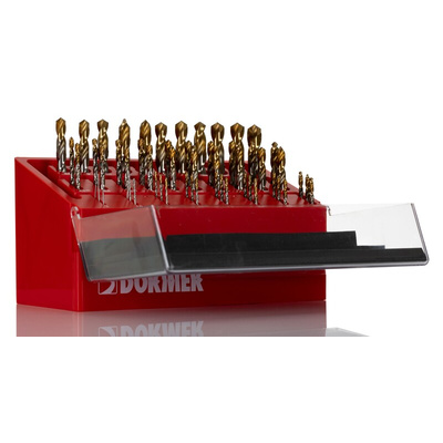 Dormer 55-Piece Jobber Drill Set for Multi-Material, 13mm Max, 1mm Min, High Speed Steel Bits