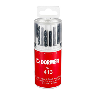 Dormer 13-Piece Jobber Drill Set, 6.5mm Max, 1.5mm Min