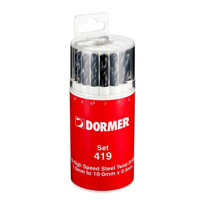 Dormer 19-Piece Jobber Drill Set, 10mm Max, 1mm Min