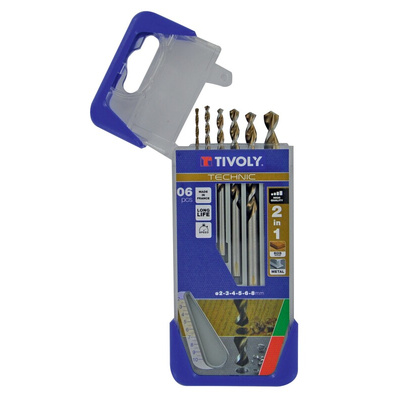 Tivoly 6-Piece Wood Drill Bit Set for Wood, 8mm Max, 2mm Min, HSS Bits