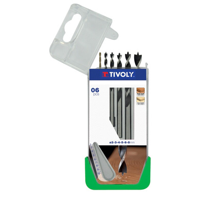 Tivoly 6-Piece Wood Drill Bit Set for Wood, 8mm Max, 2mm Min